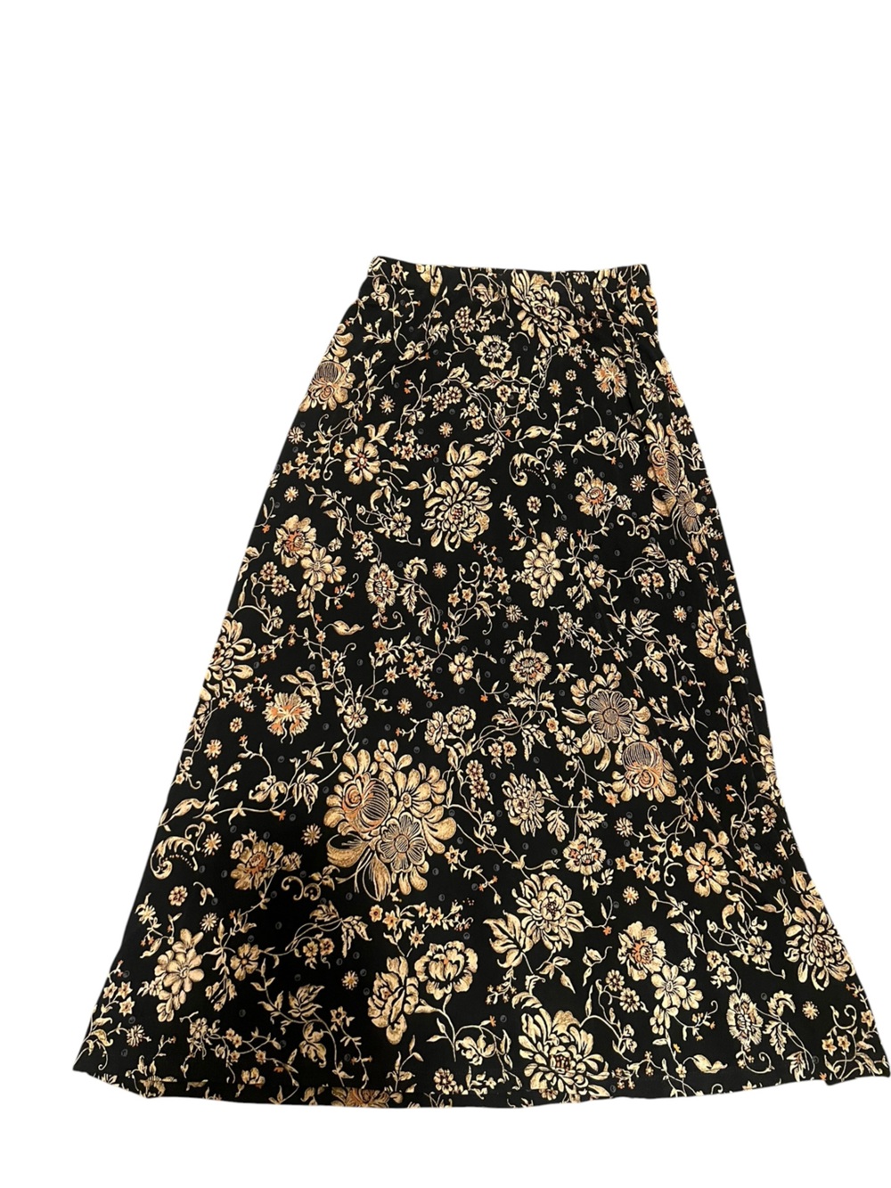 Coldwater Creek Black Gold Floral Skirt Small